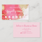 Carte De Fidélité Boulot d'aquarelle rose et or moderne (Devant / Derrière)