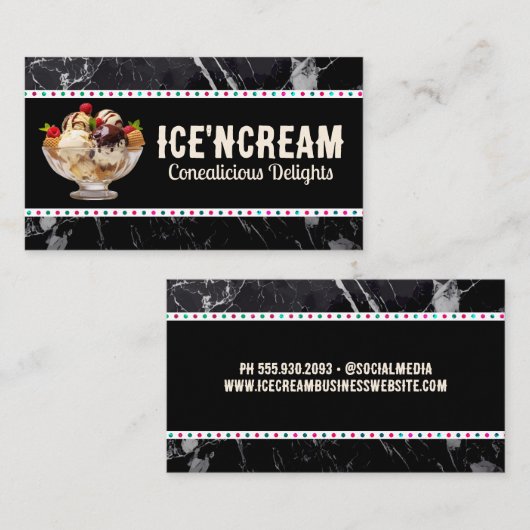Carte De Fidélité Bowl of Ice Cream Scoops Sundae (Devant / Derrière)