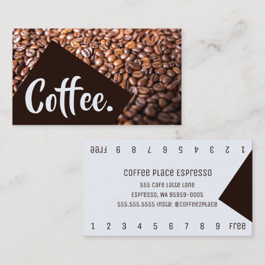 Carte De Fidélité Bright Coffee Beans Block Simple Double Punch (Devant / Derrière)