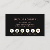 Carte De Fidélité Brosses Salon Rose Gold Typographie Black Loyalty (Dos)