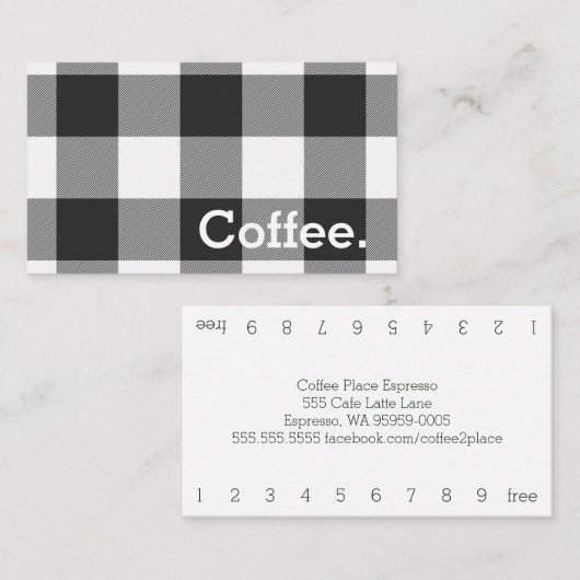 Carte De Fidélité Buffalo Check Simple Coffee Punchcard (Devant / Derrière)