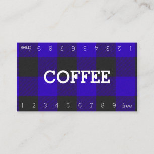 Carte De Fidélité Buffalo Plaid Bleu Double Numéro Café Punch Card