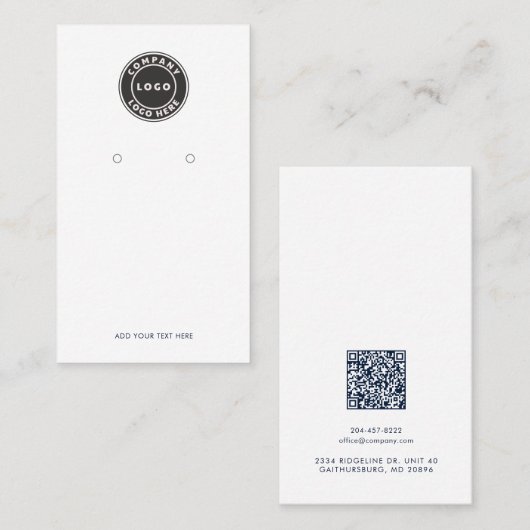 Carte De Fidélité Business Logo and QR Code Earrings Display Card (Devant / Derrière)