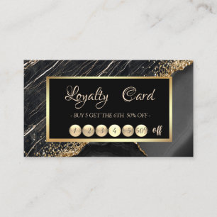Carte De Fidélité Cadre élégant tendance en marbre noir et sequins d