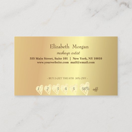 Carte De Fidélité Cadre Or Moderne Élégant Coeur Iridescente (Dos)