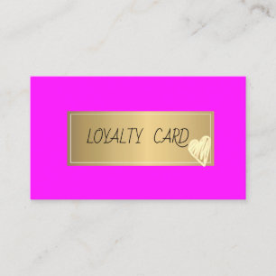 Carte De Fidélité Cadre professionnel, cœur doré fluorescent rose