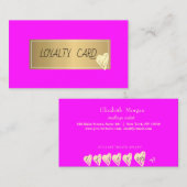 Carte De Fidélité Cadre professionnel, Coeur Or rose Fluorescent (Devant / Derrière)