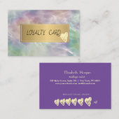 Carte De Fidélité Cadre professionnel élégant, Coeurs d'or Opal Pear (Devant / Derrière)