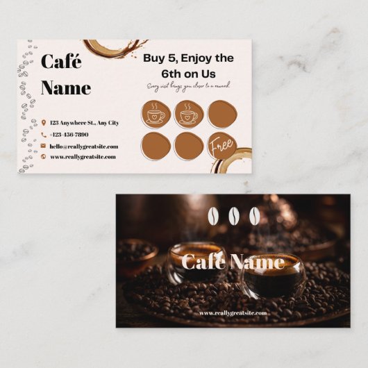 Carte de Fidélité Café Brun Beige (Devant / Derrière)