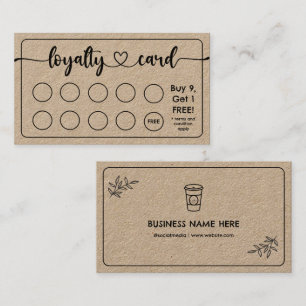 Carte De Fidélité Café Café Kraft Ajouter Votre Logo