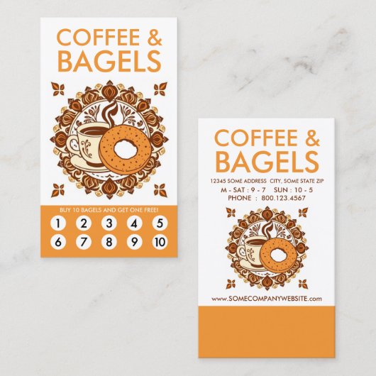 Carte de fidélité Café et Bagels (Devant / Derrière)
