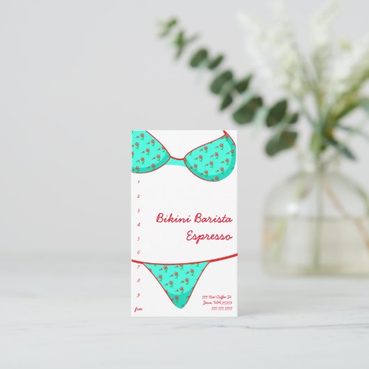 Carte De Fidélité Café express de barman de bikini Commande-À (Debout devant)