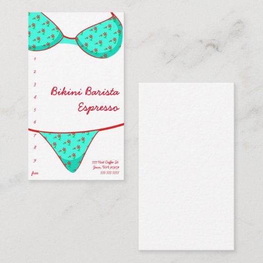 Carte De Fidélité Café express de barman de bikini Commande-À (Devant / Derrière)