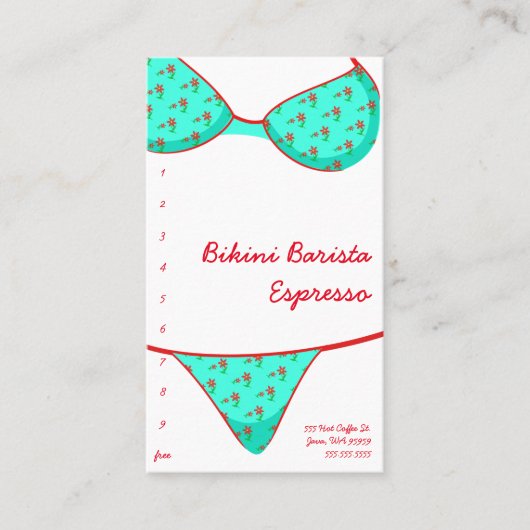 Carte De Fidélité Café express de barman de bikini Commande-À (Devant)