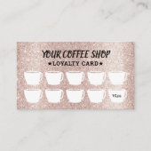 Carte De Fidélité Café moderne Blush Rose Gold Cups Café (Devant)