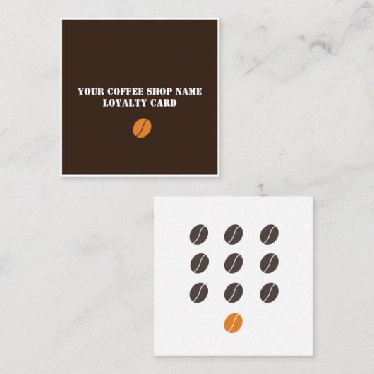 Carte De Fidélité Café moderne Brown foncé et orange (Devant / Derrière)