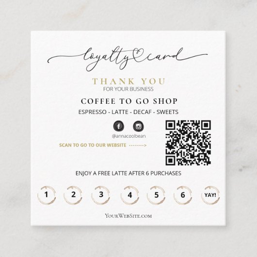 Carte De Fidélité *~* Café QR Aller Parties scintillant Coeur récomp (Devant)