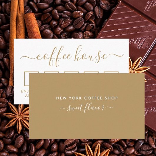 Carte de fidélité Café Shop - Or & Blanc