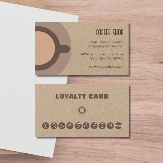 Carte De Fidélité Café simple et unique Kraft Loyalty Card