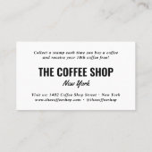 Carte De Fidélité Café simple moderne blanc et noir (Dos)