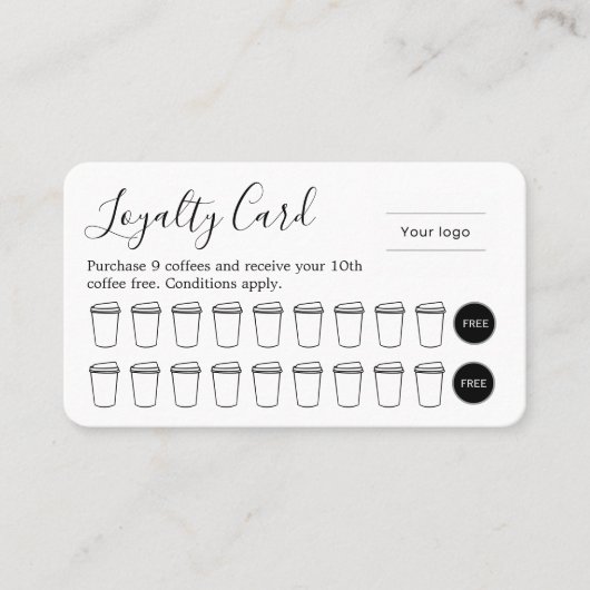 Carte de Fidélité Café Typographie Élégante (Devant)