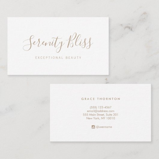 Carte De Fidélité Calliage de script manuscrit blanc simple (Devant / Derrière)