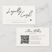 Carte De Fidélité Calligraphie minimale Code QR commercial écrit à l (Devant / Derrière)