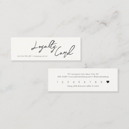 Carte De Fidélité Calligraphie minimale Entreprise manuscrite (Devant / Derrière)