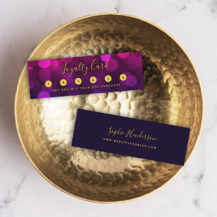 Carte De Fidélité Calligraphie moderne Lumières de Magenta Blue Boke