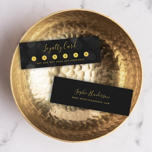 Carte De Fidélité Calligraphie moderne tendance Lumières Dark Bokeh