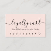 Carte De Fidélité Calligraphie rose pâle QR Code Girly (Devant)