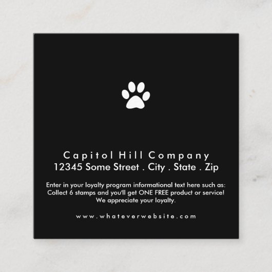 Carte De Fidélité carré de patte d'animal familier de programme de (Devant)