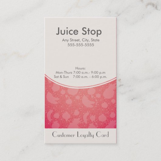 Carte de fidélité Carte de visite Smoothie & Juice (Devant)