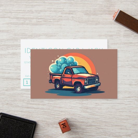 Carte De Fidélité CARWASH customer loyalty punch card (Devant/Arrière en situation)