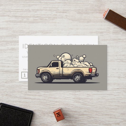 Carte De Fidélité CARWASH customer loyalty punch card (Devant/Arrière en situation)