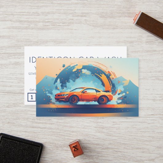 Carte De Fidélité CARWASH customer loyalty punch card (Devant/Arrière en situation)