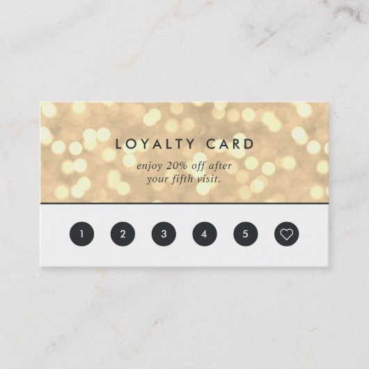 Carte De Fidélité Champagne Gold Bokeh | Client (Devant)