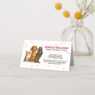 Carte De Fidélité Chat et chien assis   Motif Paw et Bones