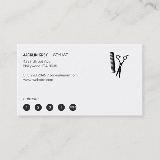 Carte De Fidélité Cheveux et peigne (punch card 5) (Devant)