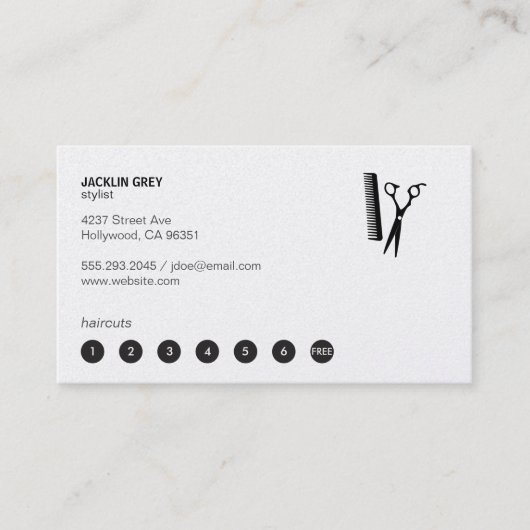 Carte De Fidélité Cheveux et peigne (punch card 7) (Devant)