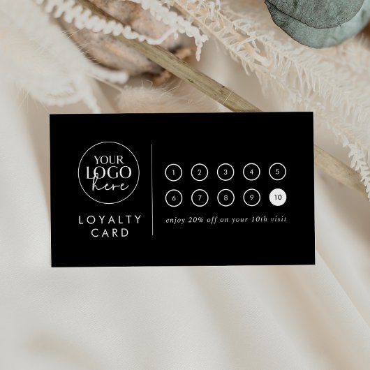 Carte De Fidélité Chic Black Logo Business Reward 10 Punch
