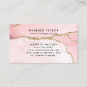 Carte De Fidélité Chic Blush Rose or Parties scintillant Agate Marbr (Dos)