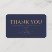 Carte De Fidélité Chic Elegant Navy Blue Gold Script (Devant)