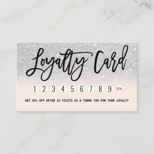 Carte De Fidélité Chic glamour Parties scintillant argent rose moder