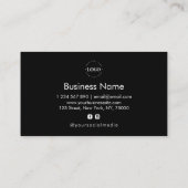 Carte De Fidélité Chic Gold Heart Simple Black Custom Business Logo (Dos)