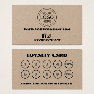 Carte de fidélité chic personnalisée du logo de l'