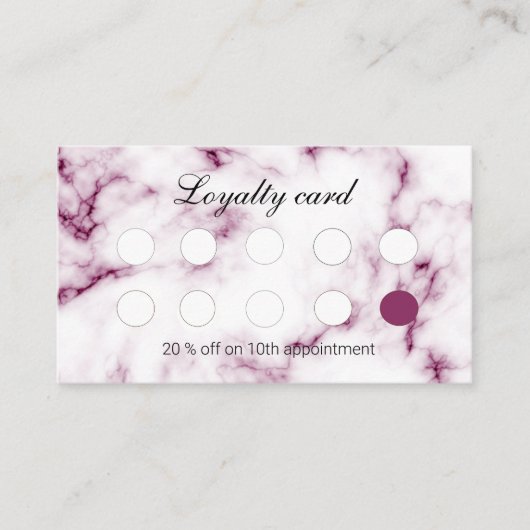 Carte de fidélité Chic Pink Marble Nail Salon Pers (Devant)