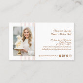 Carte De Fidélité Chic Pink Stripe Baking Pastry Chef Cupcake Bakery (Dos)