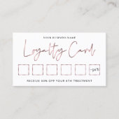 Carte De Fidélité Chic Rose Gold Elegant Beauté Salon ou Timbre Spa (Devant)