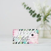 Carte De Fidélité Chic Zebra Imprimer Rose Floral Loyauté Rewards (Debout devant)